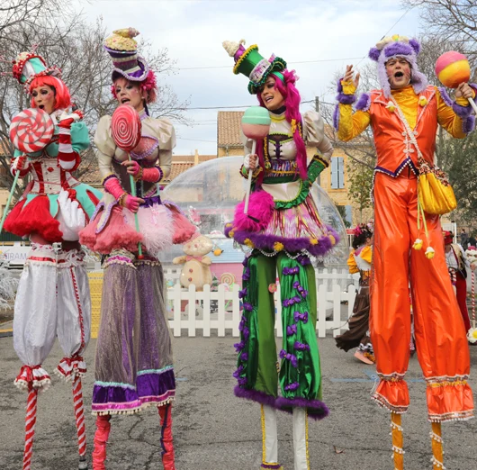 Spectacle de rue avec échassiers et danseurs en représentation – Spectacle vivant de la Compagnie Méta'Plume